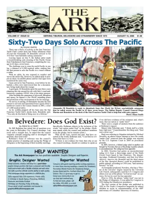 Front page of The Ark, August 16, 2006