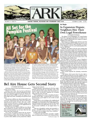 Front page of The Ark, October 25, 2006