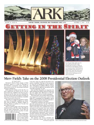 Front page of The Ark, December 12, 2007