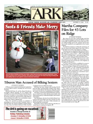 Front page of The Ark, December 10, 2008