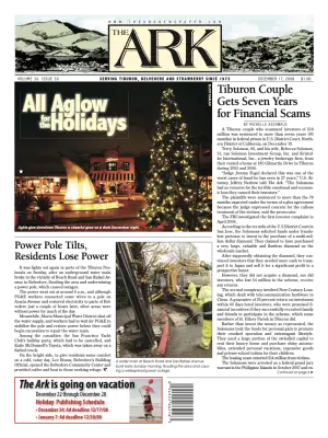 Front page of The Ark, December 17, 2008