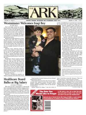 Front page of The Ark, January 14, 2009