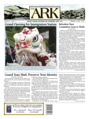 Front page of The Ark, February 18, 2009