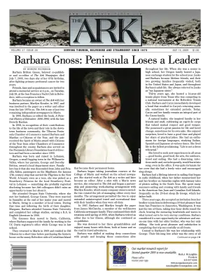 Front page of The Ark, July 15, 2009