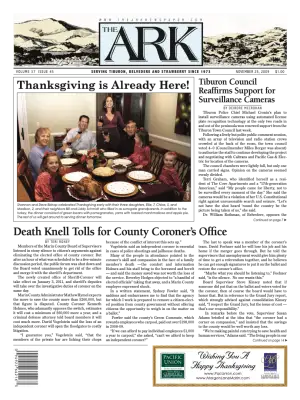 Front page of The Ark, November 25, 2009