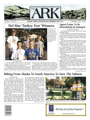 Front page of The Ark, December 2, 2009