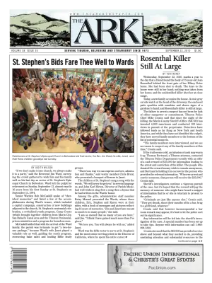Front page of The Ark, September 22, 2010