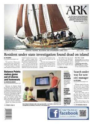 Front page of The Ark, July 4, 2012