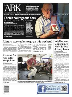 Front page of The Ark, July 11, 2012