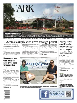 Front page of The Ark, July 18, 2012