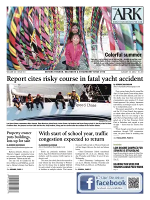 Front page of The Ark, August 15, 2012