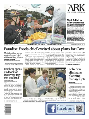 Front page of The Ark, October 17, 2012