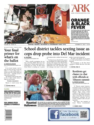 Front page of The Ark, October 31, 2012