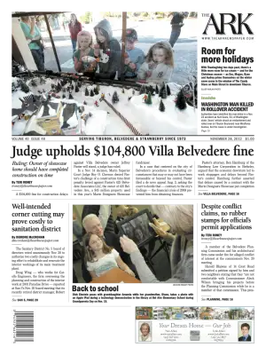 Front page of The Ark, November 28, 2012