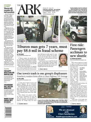 Front page of The Ark, August 7, 2013