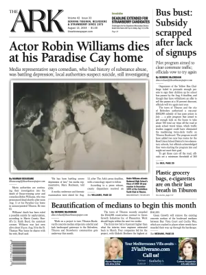 Front page of The Ark, August 13, 2014