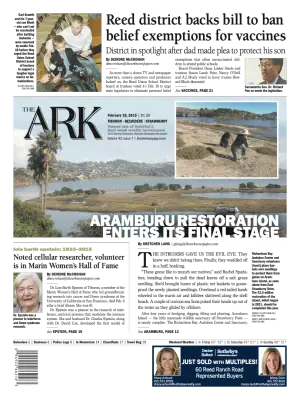 Front page of The Ark, February 18, 2015