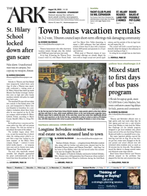 Front page of The Ark, August 26, 2015