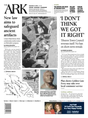 Front page of The Ark, September 9, 2015