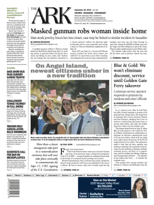 Front page of The Ark, September 30, 2015