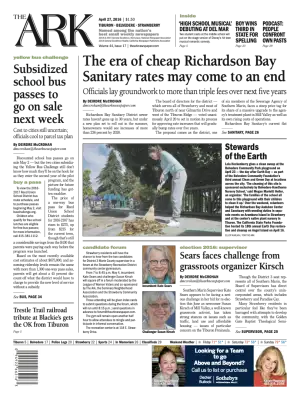 Front page of The Ark, April 27, 2016