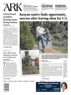 Front page of The Ark, March 29, 2017