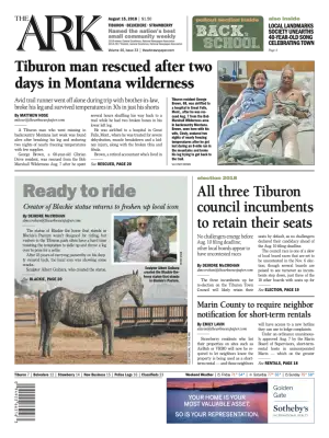 Front page of The Ark, August 15, 2018