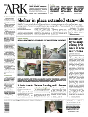 Front page of The Ark, March 25, 2020