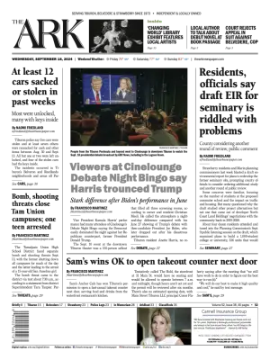 Front page of The Ark, September 18, 2024