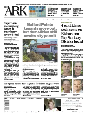 Front page of The Ark, September 16, 2026